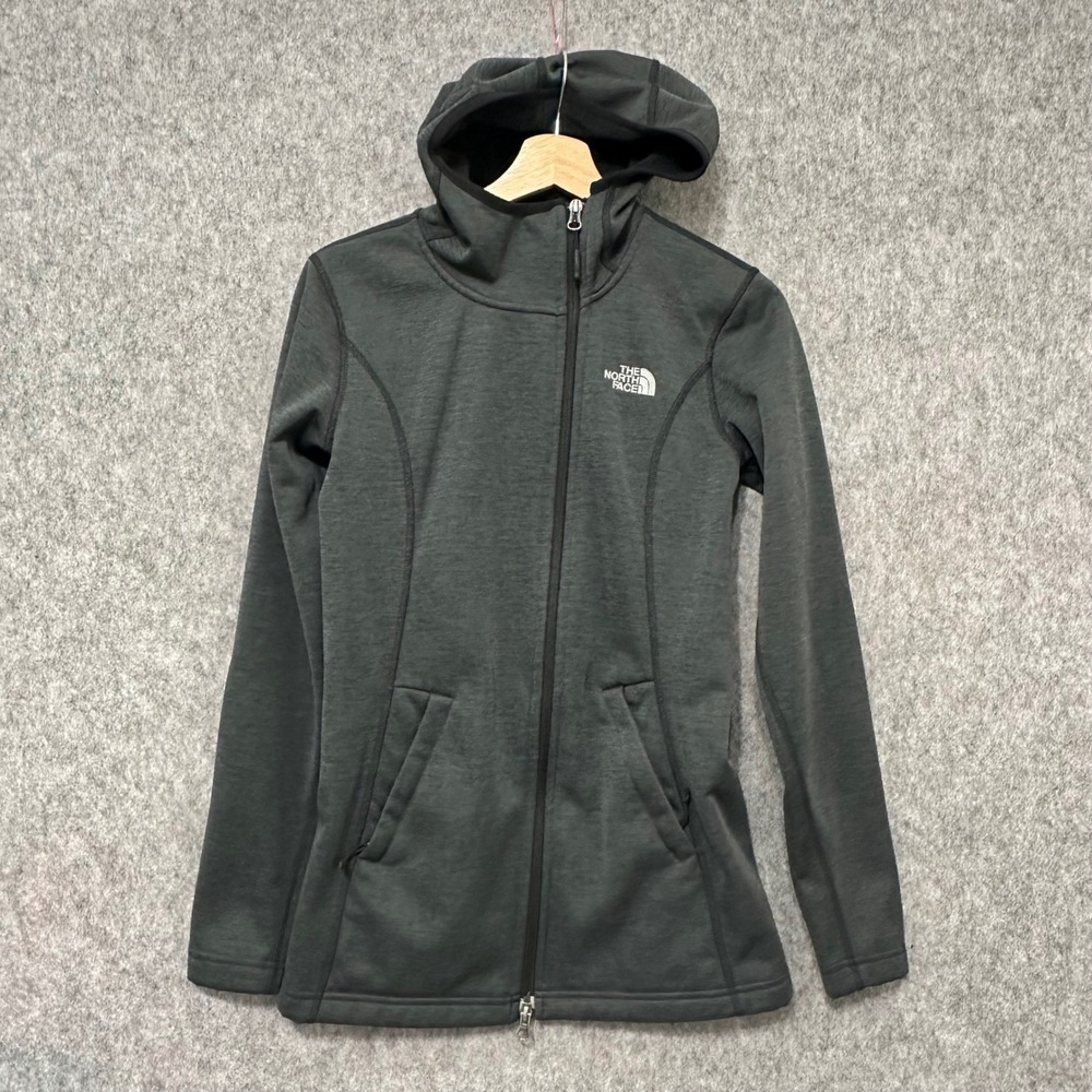 The North Face Womens XS Agave Full‎ Zip Hoodie Dark Grey Heather Fleece Jacket